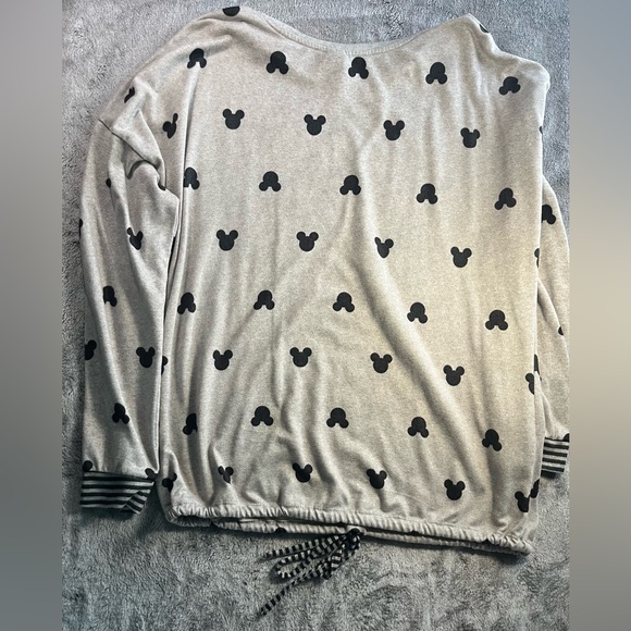 Disney Cream Crewneck Sweatshirt with Black Mickey Head Print - Picture 2 of 4